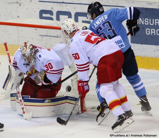 HC Slovan Bratislava - Jokerit Helsinki Ryan Zapolski #30, Viktor Lööv #50, Patrik Lamper #63 ©Puckfans.at/Andreas Robanser