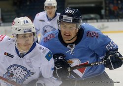HC Slovan Bratislava - Barys Astana Valeri Orekhov #74, Rudolf Cerveny #65 ©Puckfans.at/Andreas Robanser