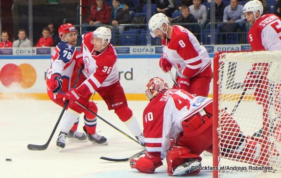 CSKA Moskau - Vityaz Podolsk Maxim Shalunov #78, Alexander Nikulin #36, Igor Saprykin #36, Ilya Shinkevich #8, CSKA Arena ©Puckfans.at/Andreas Robanser