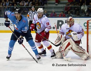 HC Slovan Bratislava -Jokerit Helsinki Tomas Hrnka #80, Sami Lepistö #18 © Zuzana Sefcovicova