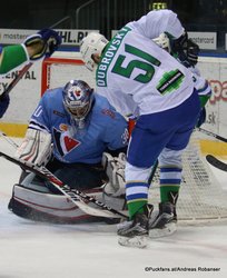 HC Slovan Bratislava - Salavat Yulaev Jakub Stepanek #30, Yegor Dubrovsky #51 ©Puckfans.at/Andreas Robanser