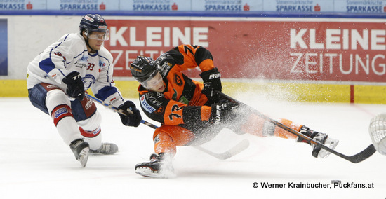 Ivan BRENCUN #33 & Kevin MODERER #72; Moser Medical Graz 99ers vs. KHL Medvescak Zagreb; EBEL; Merkur Arena; Graz; 01.01.2019; ©Werner Krainbucher